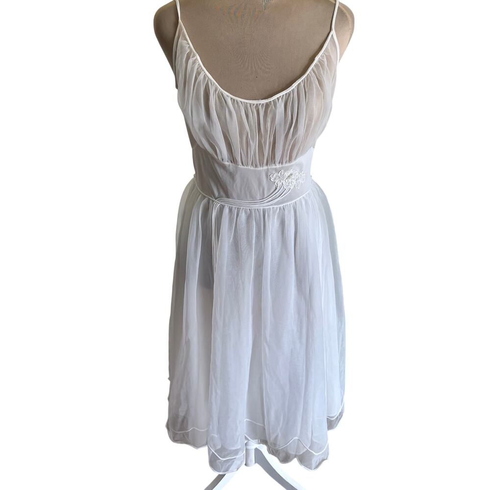 Vintage 50's Shadowline Ethereal White Nightie Negligee Bridal Fairy Feminine XS